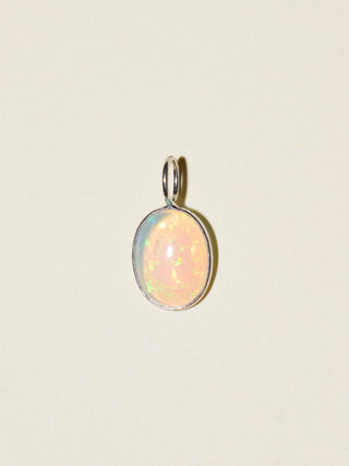 Pixie Dust Opal Oval Cabochon Charm in White 14k Gold
