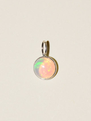 Spell Opal Round Cabochon Charm in White 14k Gold