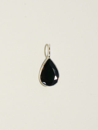 Kitty Cat Black Tourmaline Teardrop Cut Charm in White 14k Gold