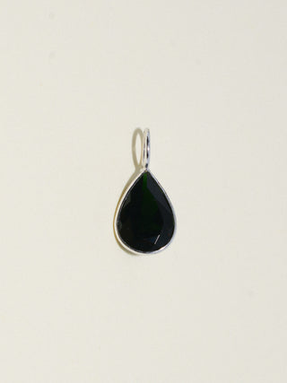 Kitty Cat Black Tourmaline Teardrop Cut Charm in White 14k Gold