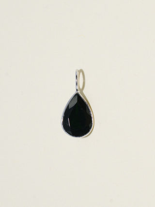 Kitty Cat Black Tourmaline Teardrop Cut Charm in White 14k Gold