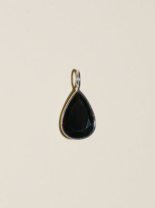 Blank Space Black Tourmaline Teardrop Cut Charm in White 14k Gold
