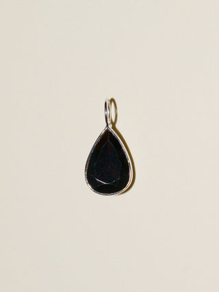 Blank Space Black Tourmaline Teardrop Cut Charm in White 14k Gold