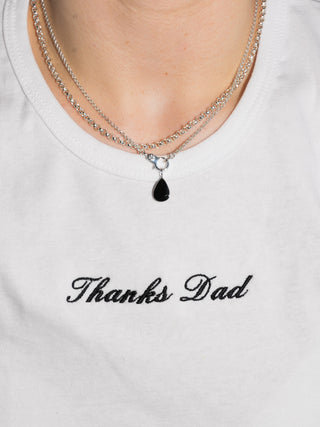Blank Space Black Tourmaline Teardrop Cut Charm in White 14k Gold