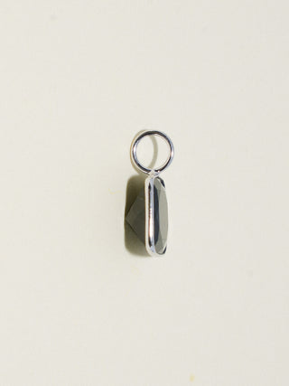 Lucky Black Tourmaline Cushion Cut Charm in White 14k Gold