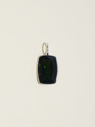 Protection Black Tourmaline Can Cut Charm in White 14k Gold