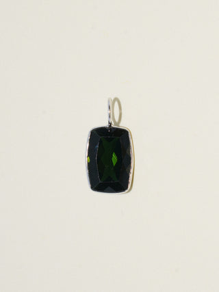 Protection Black Tourmaline Can Cut Charm in White 14k Gold