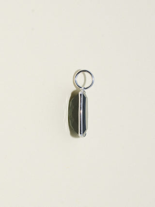 Protection Black Tourmaline Can Cut Charm in White 14k Gold