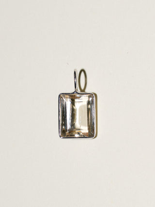 Creamish Scapolite Emerald Cut Charm in White 14k Gold