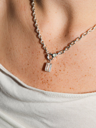 Fungi Scapolite Baguette Cut Charm in White 14k Gold