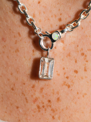 Fungi Scapolite Baguette Cut Charm in White 14k Gold