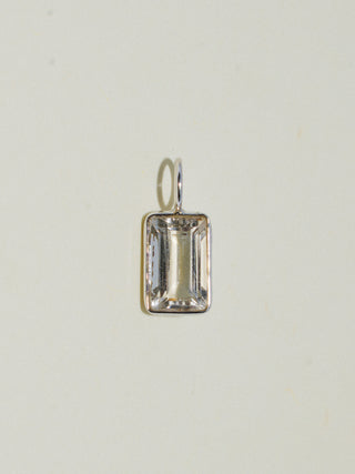 Fungi Scapolite Baguette Cut Charm in White 14k Gold