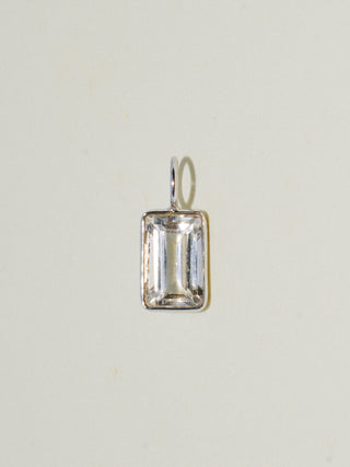 Fungi Scapolite Baguette Cut Charm in White 14k Gold