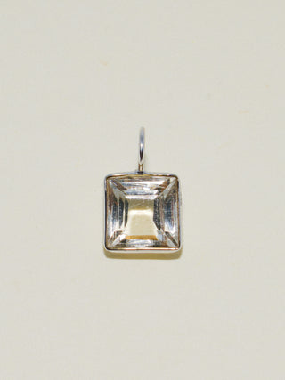 Fresh Linen Scapolite Square Cut Charm in White 14k Gold