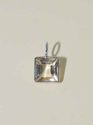 Fresh Linen Scapolite Square Cut Charm in White 14k Gold