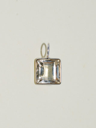 Fresh Linen Scapolite Square Cut Charm in White 14k Gold