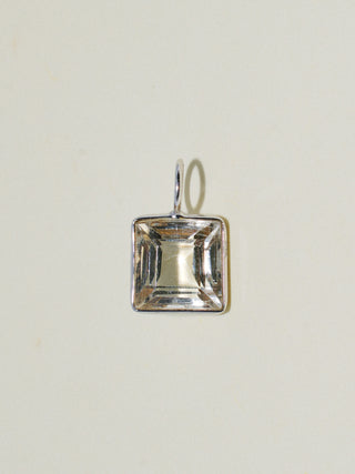 Fresh Linen Scapolite Square Cut Charm in White 14k Gold