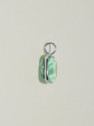 Dew it Fluorite Cushion Cut Charm in White 14k Gold