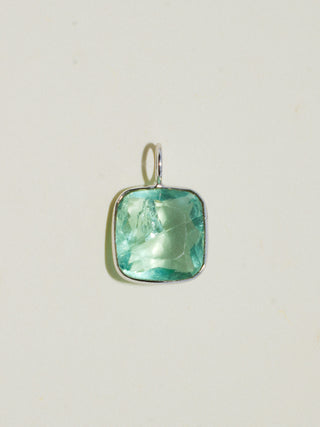 Dew it Fluorite Cushion Cut Charm in White 14k Gold