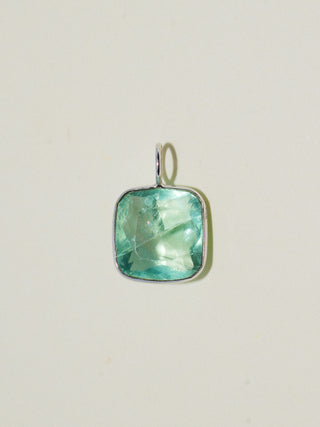 Dew it Fluorite Cushion Cut Charm in White 14k Gold
