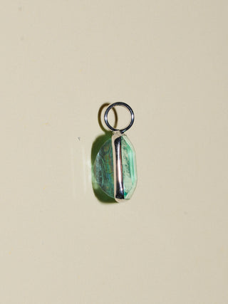 Dolphina Fluorite Emerald Cut Charm in White 14k Gold