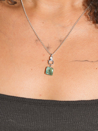 Dolphina Fluorite Emerald Cut Charm in White 14k Gold