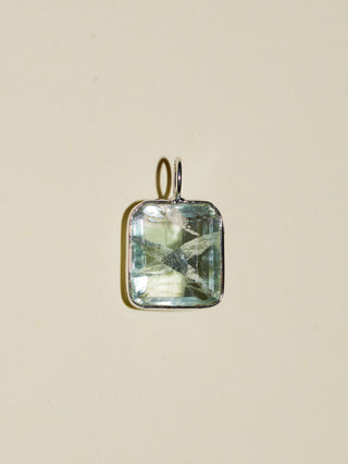 Midnight Summer Fluorite Emerald Cut Charm in White 14k Gold