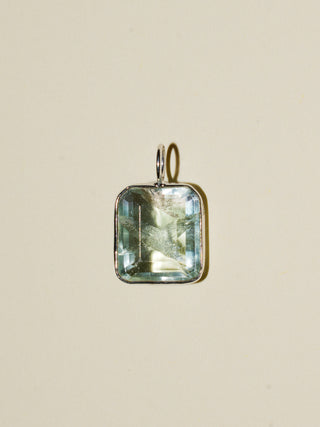 Midnight Summer Fluorite Emerald Cut Charm in White 14k Gold