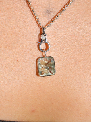 Midnight Summer Fluorite Emerald Cut Charm in White 14k Gold