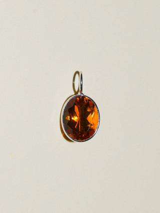 Mommy's Marmalade Brandy Citrine Oval Cut Charm in White 14k Gold
