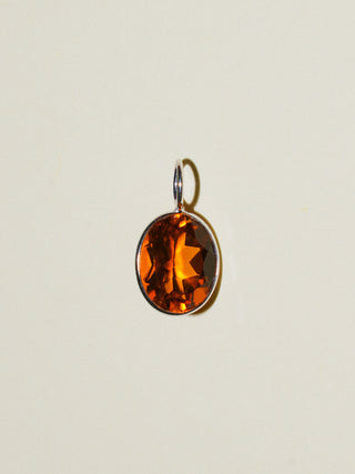 Mommy's Marmalade Brandy Citrine Oval Cut Charm in White 14k Gold