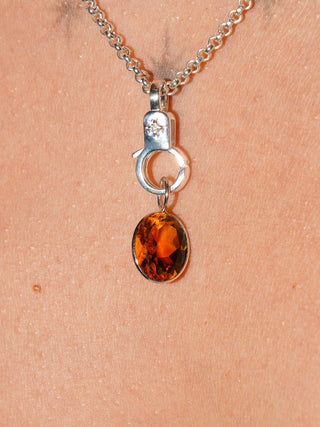 Mommy's Marmalade Brandy Citrine Oval Cut Charm in White 14k Gold
