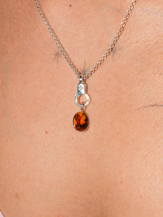 Mommy's Marmalade Brandy Citrine Oval Cut Charm in White 14k Gold