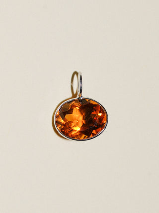 Mandarin Brandy Citrine East West Oval Cut Charm in White 14k Gold