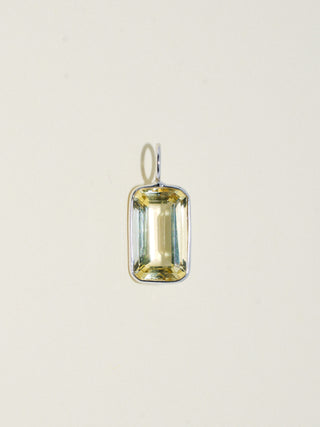 Moonlit Heliodor Emerald Cut Charm in White 14k Gold