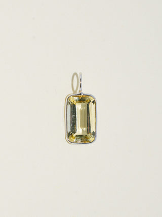 Moonlit Heliodor Emerald Cut Charm in White 14k Gold