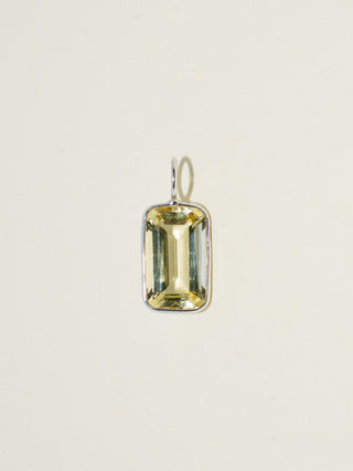 Moonlit Heliodor Emerald Cut Charm in White 14k Gold