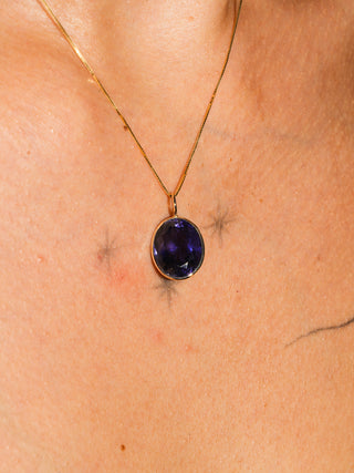 Late Night Iolite Oval Cut Charm in Yellow 14k Gold