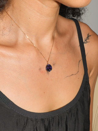 Late Night Iolite Oval Cut Charm in Yellow 14k Gold