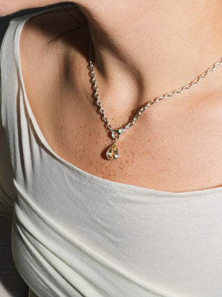 Sunny Dew Heliodor Teardrop Cut Charm in White 14k Gold
