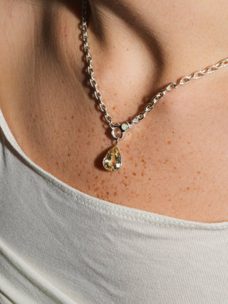 Sunny Dew Heliodor Teardrop Cut Charm in White 14k Gold