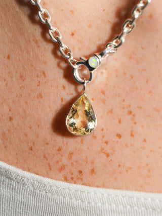 Sunny Dew Heliodor Teardrop Cut Charm in White 14k Gold
