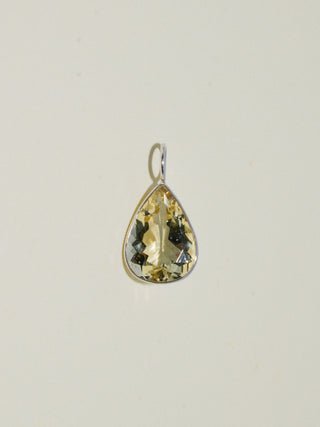 Sunny Dew Heliodor Teardrop Cut Charm in White 14k Gold