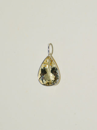 Sunny Dew Heliodor Teardrop Cut Charm in White 14k Gold