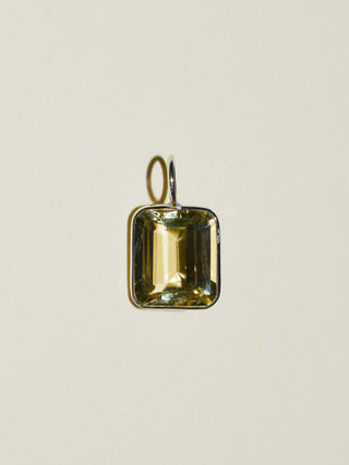Ita's Limeade Heliodor Emerald Cut Charm in White 14k Gold