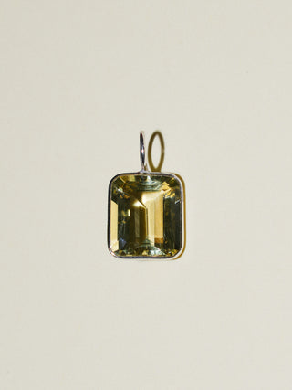 Ita's Limeade Heliodor Emerald Cut Charm in White 14k Gold