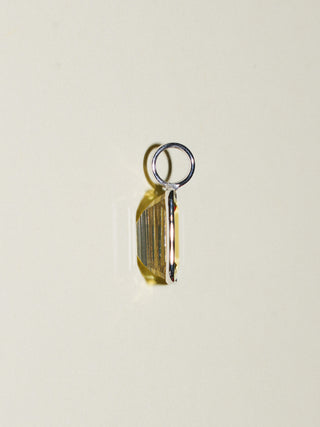 Ita's Limeade Heliodor Emerald Cut Charm in White 14k Gold