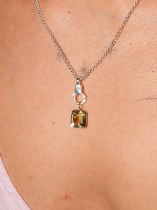 Ita's Limeade Heliodor Emerald Cut Charm in White 14k Gold