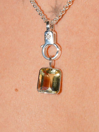 Ita's Limeade Heliodor Emerald Cut Charm in White 14k Gold