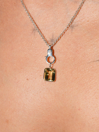 Ita's Limeade Heliodor Emerald Cut Charm in White 14k Gold